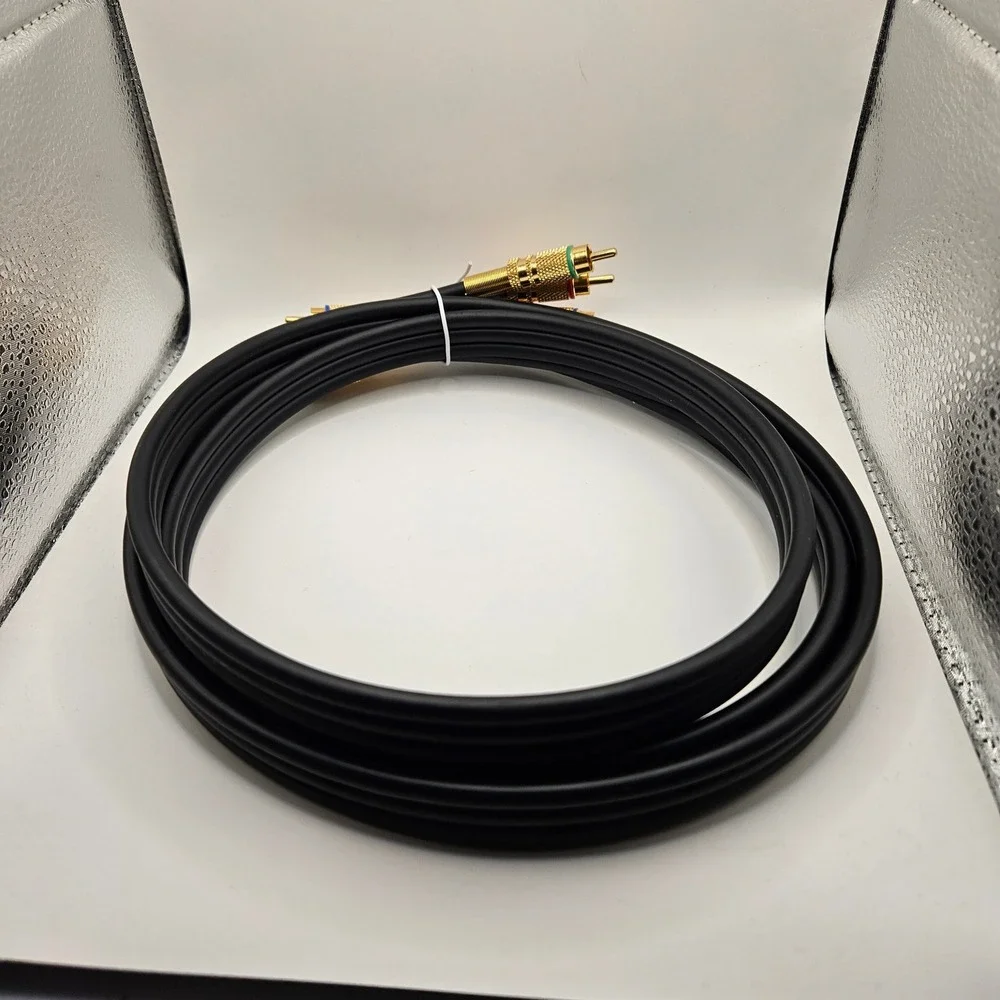 Unbranded Component RCA Video Cable Gold Plated Connectors Black RGB 3-Male